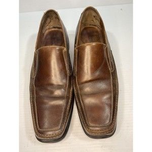 Johnston &  Murphy Brown Leather Slip On Loafers Square Toe Mens Shoes Sz 9.5 M